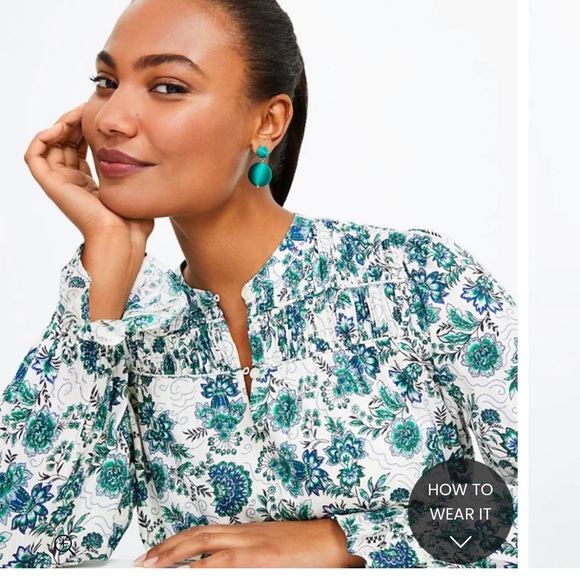 Loft floral Shirred blouse - Picture 3 of 5